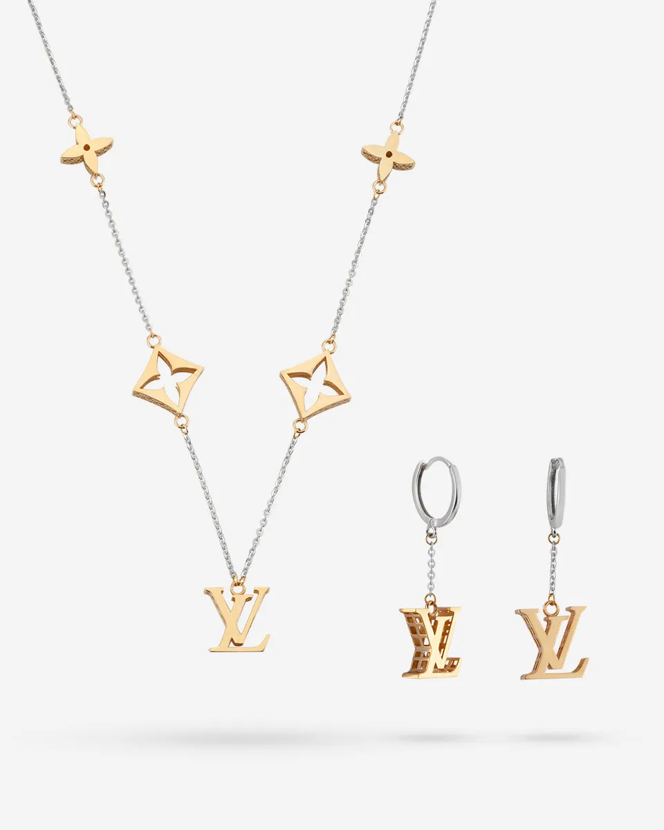 Bellucci Gallery TA3-Louis Vuitton Gold Set-goldibehesht-06 نیم ست طلا زنانه لویی ویتون گالری بلوچی کد TA3 گلدی بهشت