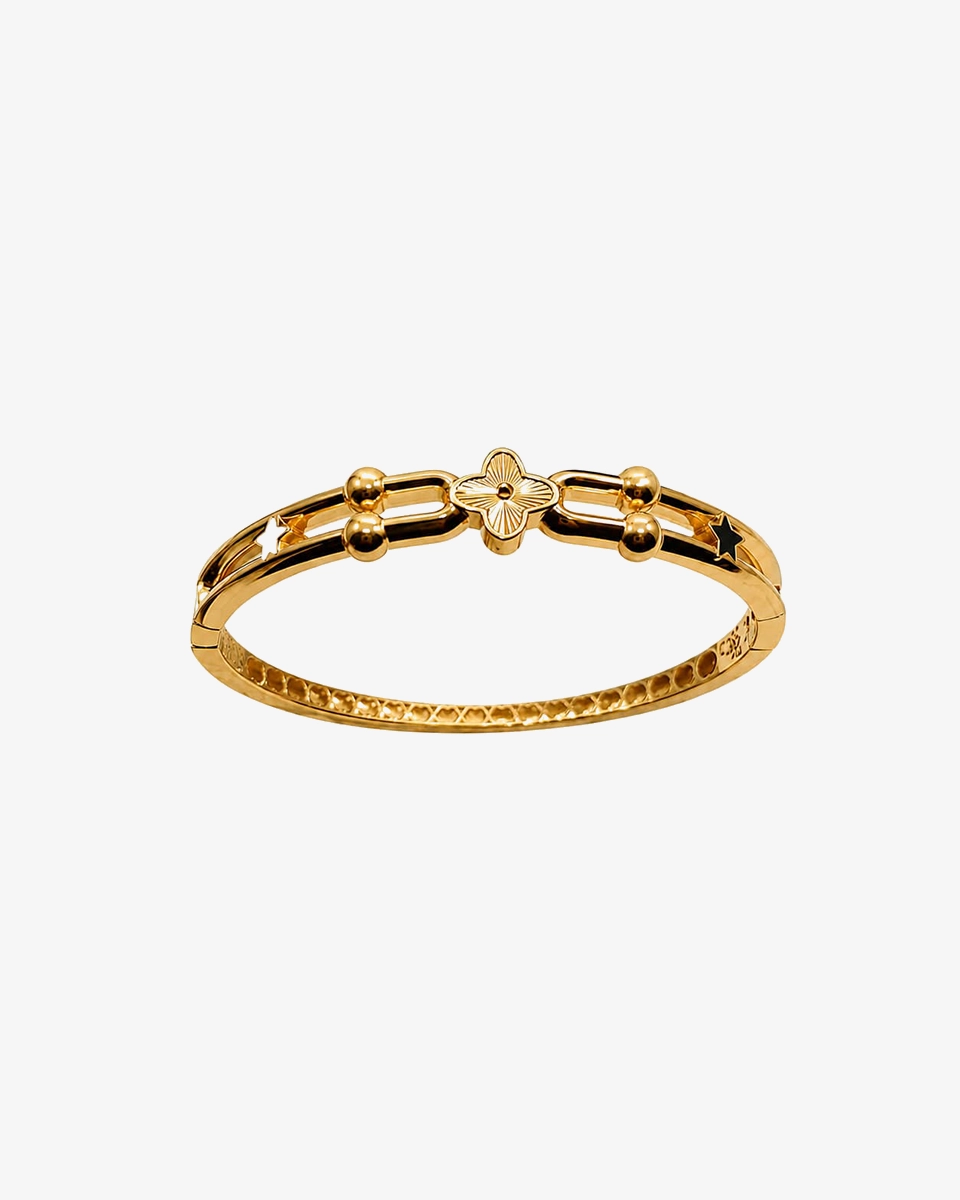 belluccigoldgallery_bangle-gold-single-clover-van-cleef-1 بنگل طلا زنانه ونکلیف گالری بلوچی کد TA144 - Image 1