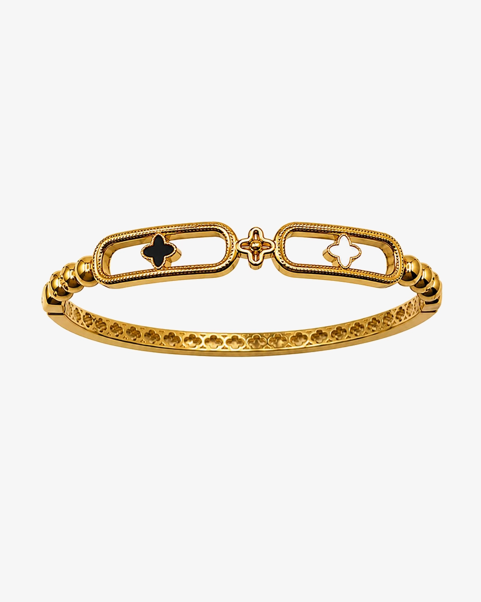 belluccigoldgallery_bangle-gold-three-clover-van-cleef بنگل طلا زنانه ونکلیف گالری بلوچی کد TA145 - Image 1