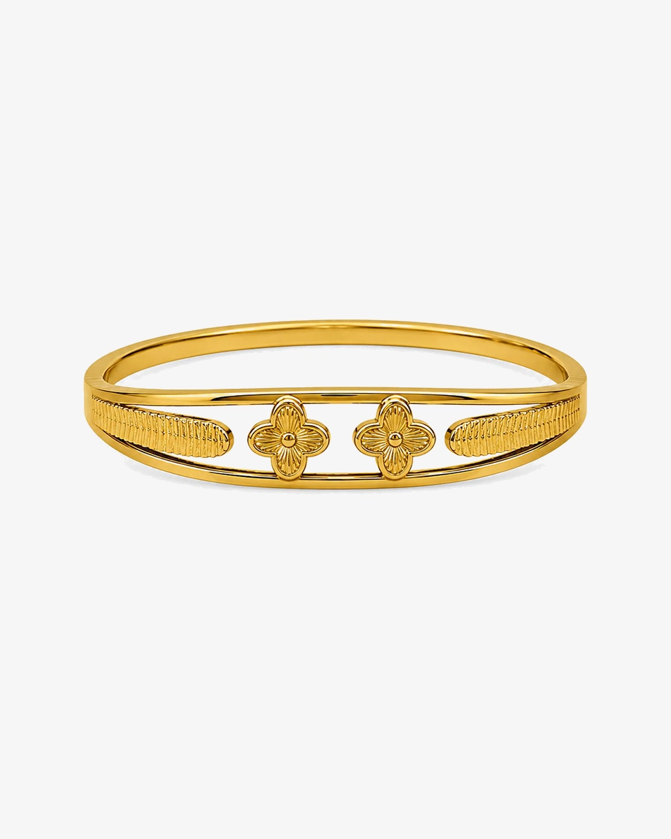 belluccigoldgallery_bangle-solid-gold-double-clover-van-cleef بنگل طلا زنانه ونکلیف گالری بلوچی کد TA142 - Image 1